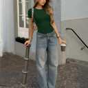 MANGOPOP Round Neck Long Sleeve Short Sleeve Bodysuits for Women Basic Body Suit Shirts Tops (X-Large)