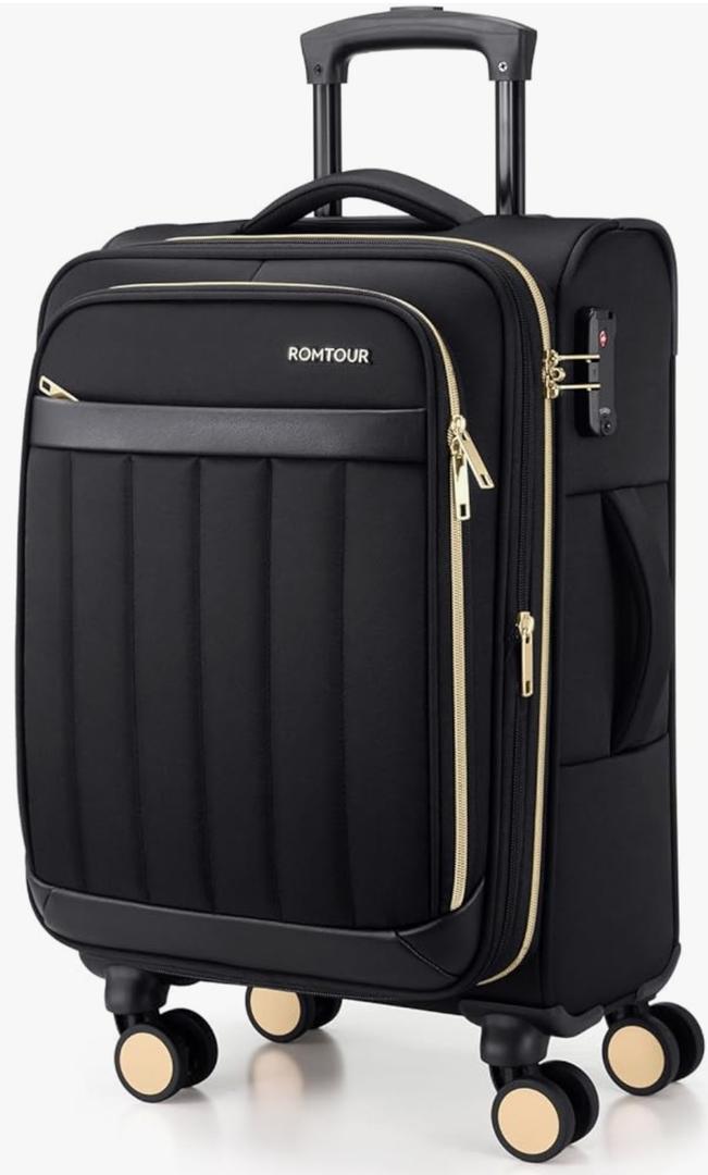 Romtour Softside Carry On Luggage 20 Inch Expandable Carry On Luggage 22x14x9 Airline Approved with Spinner Wheels & TSA Lock, Waterproof Large Capacity Suitcase Travel Bag for Men and Women