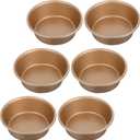 6PCS Air Fryer Jumbo Muffin Cupcake Pans, Mini Pie Pan, 4 Inch Hamburger Bun Mold, Non-Stick Air Fryer Egg Baking Pan Individual Mini Cake Pans for Baking