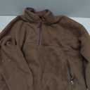 Yioaga Fleece Sweatshirts for Women Cropped Long Sleeve Half Zip Pullover Sherpa Jacket Warm Fuzzy Coats with Pockets(Brown,S)