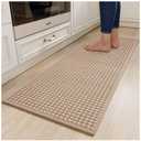 Kitchen Rugs Non Slip Washable, Rubber Backing Soft Chenille Braided Kitchen Mats for Floor, Super Absorbent Kitchen Runner Rug Standing Mat Sink Mat, Easy to Clean, Brown 17"x47" 30×19, 58×19,1/2, 3 Pack