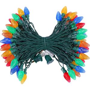 DEWENWILS C7 Christmas String Lights Outdoor, 33.3ft 50 LED Multi Color Bulb Lights, Outdoor Decorations for Christmas Tree, Patio, Garden, Yard, Porch, Green Wire, Multicolor, UL Listed