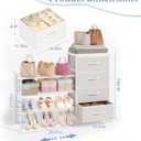 Expandable Closet Organizers and Storage, 4 Drawer Dresser, White Fabric Storage Dresser, Clothes Shelves for Kids, Purse Organizer Small Shoe Rack for Closet Bedroom, 11.8"D x 43.4"W x 29.8"H