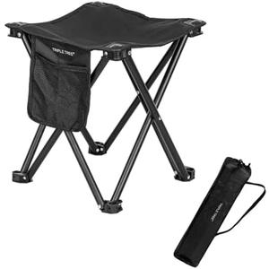 TRIPLE TREE 1 Pack Camping Stool, 13.8 Inch Portable Folding Stool for Outdoor Walking Hiking Fishing 400 LBS Capacity with Carry Bag, Black