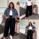 Xiaoxuemeng Linen Pants Women Wide Leg Capri Beach Pants Elastic Waisted Baggy Linen Trousers, XL