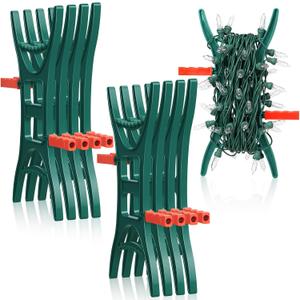 Yookeer 12 Pcs Rotating Handle Christmas Light Storage Holders, Holiday Cord Organizer Reels for String Lights, Garland, Beads & Extension Cords, Tangle Free Light Storage Set (Green)