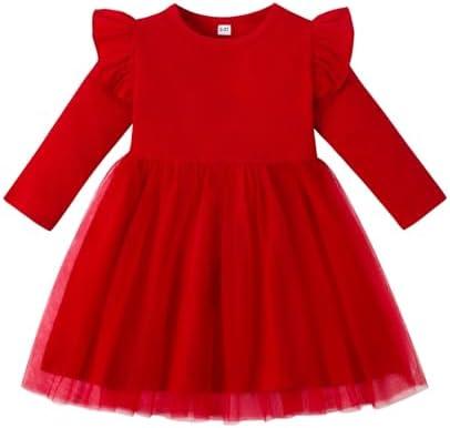 Magic Park 2-3T Baby Ruffle Tutu Dress Toddler Girl Tulle A-line Skirt Kids Casual Dresses Birthday Holiday Outfits, Red