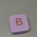 Initials Travel Jewelry Case - Bridesmaid Gifts Wedding Day,Bridesmaid Proposal Gift,Bridal Shower Gifts,Maid of Honor Gifts,Bachelorette Party Decorations Favors | Lavender,B