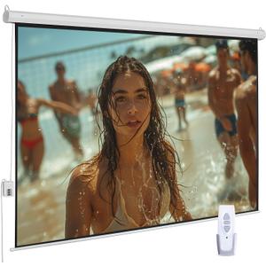 110" Motorized Projector Screen, Electric 16:9 Projector Screen with Remote Control, Indoor/Outdoor HD Movie Screen, Wall/Ceiling Mounted, Perfect for Home Office Theater TV, White 110" Motorized Projector Screen, Electric 16:9 Projector Screen with Remote Control, Indoor/Outdoor HD Movie Screen, Wall/Ceiling Mounted, Perfect for Home Office Theater TV, White