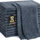 Homaxy 12 Pack Kitchen Dish Cloths (10 x 10 Inches, Dark Grey), Super Soft and Absorbent Coral Velvet Dish Towels, Nonstick Oil Fast Drying Microfiber Cleaning Cloth, No Lint Household Dishcloths