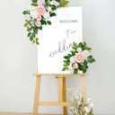 Wedding Decor (Pack of 2) Welcome Sign Flower Backdrop Garland for Ceremony Reception Wall Easel Home Decoration Entryway Faux Outdoor Board Head Table Decor (Blush)