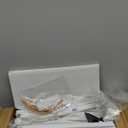 Furnulem White Dresser with 5 Drawers, Vertical Storage Tower Fabric Dresser for Bedroom, Hallway, Entryway, Nursery, Closet Organizer, Nightstand Bedside Table Furniture, Sturdy Steel Frame, Wood Top