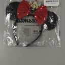 Sequin Mouse Ears Headband for Women Girl Shiny Ears Hairband with Crown for Party Decorations Costume & Trip (Black/Red)