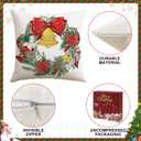 Artscope Christmas Oh Holy Night Merry Bright Jesus Wreath Throw Pillow Covers 16x16 Inch Set of 4, Winter Hoilday Christmas Decoration Pillow Cases for Home Sofa Couch Decor-Green