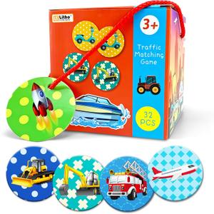 Memory Matching Game Memory Game for Toddlers 24 years Transportation Theme Memory Games for Kids Ages 48 and Up, Memory Matching Games for Toddlers 35,Non Toxic Preschool Educational