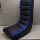 The Crew Furniture Kids & Teens Classic Video Rocker Gaming Chair  Lightweight Ergonomic Floor Rocker in Black and Blue with Easy-Clean Faux Leather & Mesh