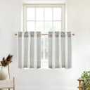 DriftAway Kitchen Curtains Striped Tier Linen Short Curtains Pinstripe Cafe Curtains 24 Inch Length for Living Room Bathroom Chris Farmhouse Rustic Curtains Rod Pocket 2 Panels Gray