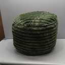 HIGOGOGO Round Stuffed Pouf Ottoman, Corduroy Poufs with High-Density Foam Filling, Furry and Fluffy Pouf Foot Stool Storage Ottoman, 20 X 15 Floor Poufs Foot Rest for Living Room, Green