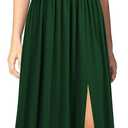WOOSEA Women Sleeveless Deep V Neck Split Loose Sexy Plain Long Maxi Casual Dress (Green), Size Large