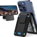 Miracase Magnetic Wallet for Men/ Women, Adjustable Stand & Safety Flap, Compatible with MagSafe Wallet, 3 Slots, 6-8 Card Holder for iPhone 17/ 16/ 15/ 14/ 13/ 12 Series, RFID Blocking, Black