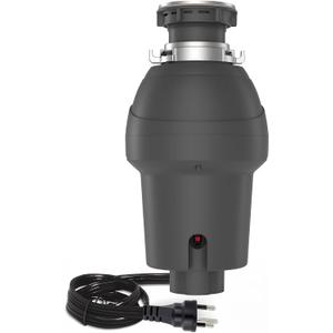 1/2HP Kitchen Garbage Disposal with Air Switch, Ultra-Quiet Motor & FLG Sink Seal, Compact Stainless Steel Food Waste Grinder for Kitchen Sink, Durable Under-Sink Installation, Gery