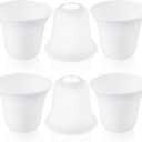 6 Pcs Bell Shaped Glass Lamp Shade E26 Replacement Globe Ceiling Fan Light Cover with 1-5/8'' Fitter Opening for Chandelier Wall Sconce Pendant Light Bathroom Vanity Fixture (White Frosted)