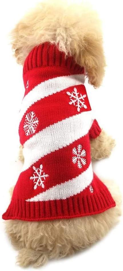 NACOCO Dog Snowman Sweater - Xmas & New Year Dog Clothes for Small Dogs & Cats (Snow, M) (Medium (Pack of 1), 6-Red Snowflake)