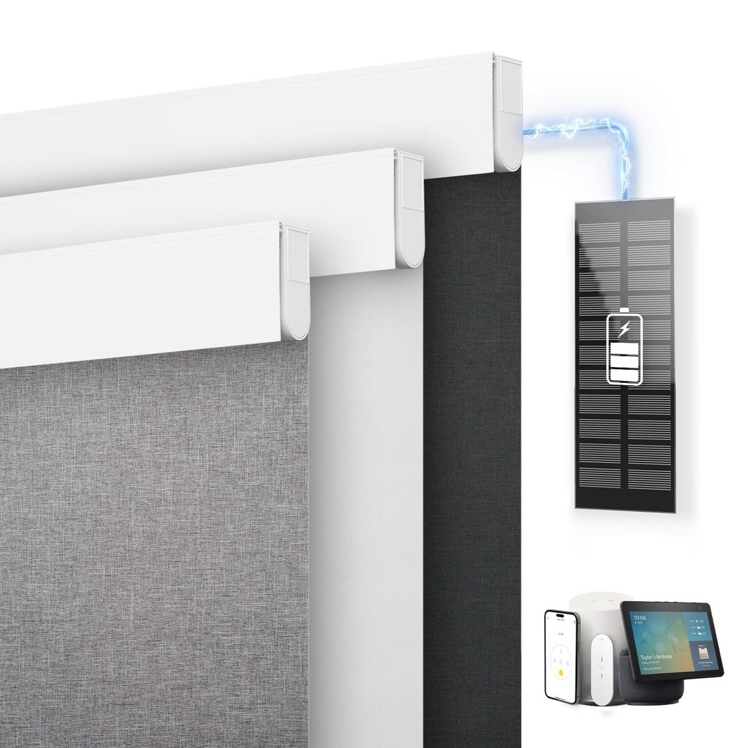 DENFOON Motorized Blinds with Remote, Blackout Roller Blinds for Windows 16"W x 16"H White