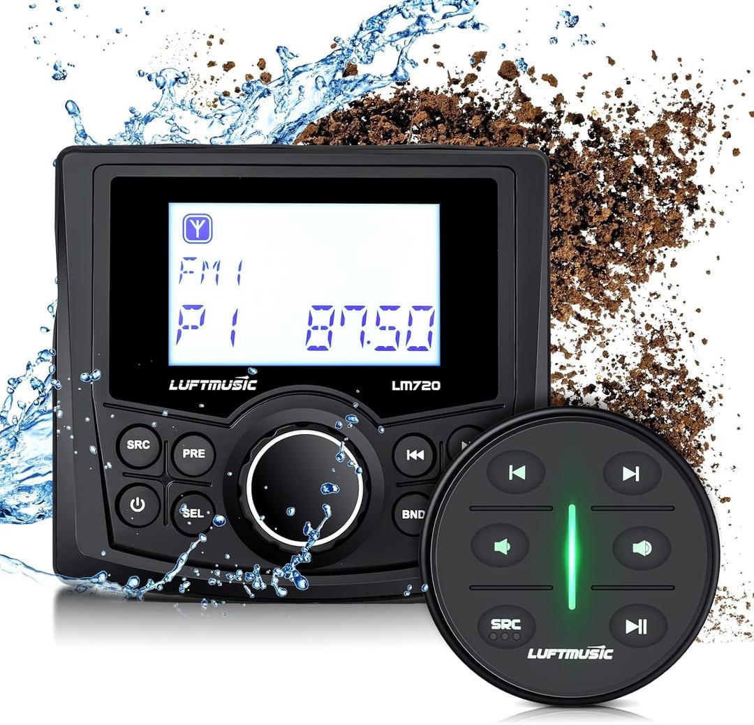 Marine Digital Media Receiver - Weatherproof Marine Stereo System with Wireless Remote - Built-in 3" Dot Matrix LCD Display, Amplifier, Bluetooth, Digital Media MP3 Player, AM/FM Radio