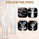 Vesici 2 Pcs 8 Arm Acrylic Candelabra Centerpieces for Tables 49.6 x 11 Inch Candlesticks Holder Clear Acrylic Candle Holder for Wedding Ceremony Floor Home Dinner Party, Fit 0.8" LED Candle