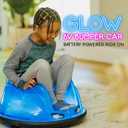 Flybar 6V Blue Glow Bumper Car for Kids LED Ride-On Toy with 360 Spin, Rechargeable Battery, and Soft Rubber Bumpers Safe Indoor Fun for Toddlers Ages 1.5+, Up to 66 lbs, 27 inches x 25 inches x 21 inches