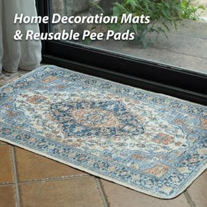 nunubaby Washable Pee Pads for Dogs, Stylish, NonSlip and LeakProof Pee Pads. Reusable Potty Pads for Dogs for Crates and Floors.(Beige/Multi, 24" x36" )