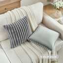 FUTEI Pack of 2 Solid Faux Fur Plush Throw Pillow Covers 20x20 Inch Soft Fluffy Striped Decorative Cushion Cases Modern Farmhouse Accent for Couch Bed Living Room, Grey