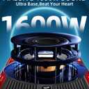1600W Slim Underseat Car Subwoofer and Amp Package with RGB Beat-Synced Light, Under Seat Subwoofer with Built-in Amp, Class D Powered Subwoofer Car Audio, Deep Bass Subwoofer for Car/Truck