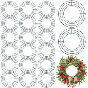 Hotop 20 Pcs 18 Inch Metal Wreath Frame Christmas Dark Green Round Metal Wreath Form for Crafts & DIY Floral Decorations on Weddings New Year Party Home Decor