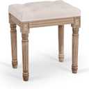 VONLUCE Ottoman Stool, 18.5 in High, Beige, with Padded Seat, Wood Frame, Button Tufted, for Dining, Living Room, Bedroom, Piano, Dressing, Vanity, Foot Rest (11.8"D x 15.7"W x 18.5"H)