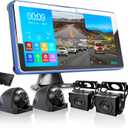 ASLONG 4K Backup Camera 4CH Dash Cam with 10.36" Quad Split Touch Screen & 4 AHD Front Rear Sides View Camera w/DVR Recording Music Video Playback Avoid Blind for RV Semi Trailer Truck Van