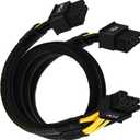 8 Pin PCIe Cable for Corsair PSUs, ATX CPU 8 Pin Male to Dual PCIe (6+2) Male Power Adapter Sleeved 25-inch+9-inch (63cm+23cm)