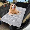 Dog Car Bed Mat, Non-Slip Backseat Extender Pet Blanket, Plaid Dog Bed for Trucks, Sedans & Large SUVs, Chew-Resistant Travel Pad for Dogs, Easy Clean & Scratch-Proof & Comfort 56"x28.7" Light Gray