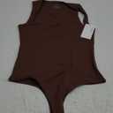 REORIA Butsmooth Womens Sexy Sleeveless Square Neck Double Lined Basic Bodysuit Tank Tops (Medium, Coffee)