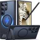 TORRAS Strong Magnetic & Seamless Stand for Samsung Galaxy S24 Ultra Case, Fit for MagSafe, MilGrade Drop Protection, Kickstand for Samsung Galaxy S24 Ultra Case, Translucent Back/Black Edge