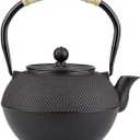 40.6oz Cast Iron Teapot, Japanese Tetsubin Tea Kettle for Stovetop Safe, Black Cast Iron Tea Kettle with Tea strainer for Loose and a Fully Enameled Interior (1200ml)
