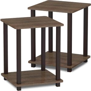 Furinno Simplistic Set of 2 End Table, Walnut/Brown