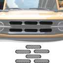 Voodonala for Ford Bronco 2021-2024 Front Grille Inserts Grills Mesh Decoration Cover Trim Cover Compatible With Ford Bronco 2&4Doors 2021-2024 (ABS,6Pcs/set,Matte Black)