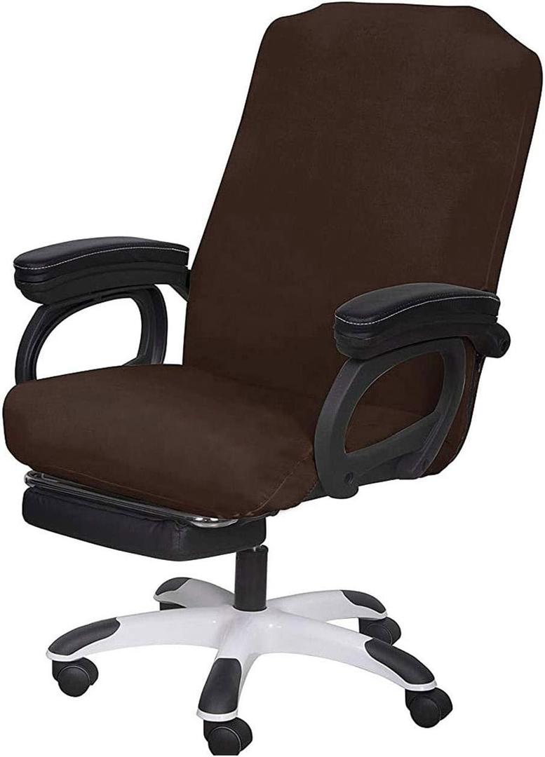 SARAFLORA Office Chair Covers- Medium, Brown- Removable Computer Chair Covers for Office Chair with Zipper for Universal Rotating Chair Desk Chair Cover Chair Seat Washable Protector for Pets
