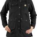 Carhartt Women's Loose Fit Washed Duck Coat (Medium, Black)