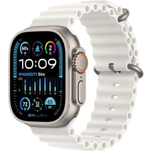 Apple Watch Ultra 2 [GPS + Cellular, 49mm] - Titanium Case With White Ocean Band, One Size