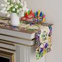 3 x XCHI Masks Hats Beads Mardi Gras Table Runner Carnival Table Decoration for Masquerade Party Home Kitchen Dining Holiday Decor 13x72 Inch