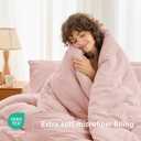 MUXHOMO 7 Pieces King Comforter Set, Soft Bed in a Bag King Size, All Season Bedding Set with Comforter, Flat Sheet, Fitted Sheet, Pillowcases & Shams, Pink