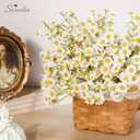Serwalin 24pcs Small White Daisy Flowers Artificial Fake Wildflower Bouquet, Realistic Faux Daisies Arrangements for Wedding, Vase Centerpiece Table Decorations, DIY Home Party (Not Include Basket)